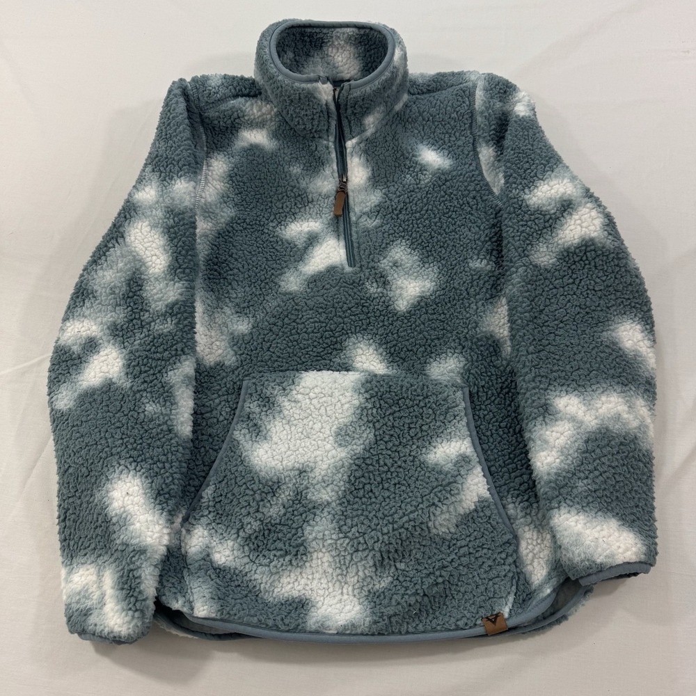 LIV Outdoor Sherpa Fleece Pullover Womens Medium Blue Tie Dye Quarter Zip Jacket